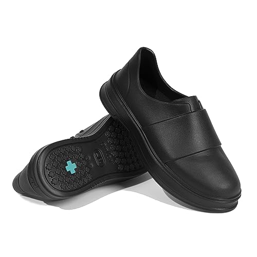 Gales Frontline Nurse Shoes for Women and Men, Lightweight Comfortable Slip Resistant Work Sneakers, Waterproof, Easy to Clean Footwear for Healthcare and Food Service Black