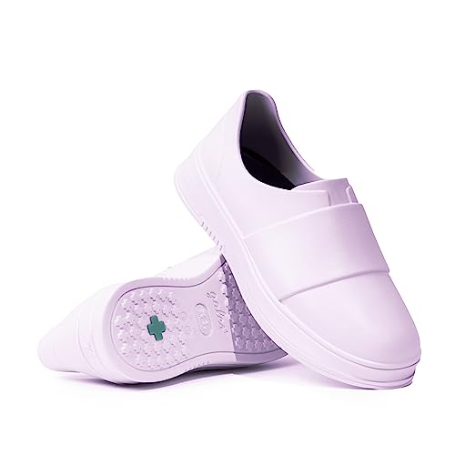 Gales Frontline Nurse Shoes for Women and Men, Lightweight Comfortable Slip Resistant Work Sneakers, Waterproof, Easy to Clean Footwear for Healthcare and Food Service Lavender